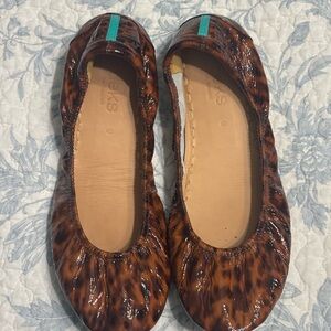Tieks Leopard Print Flats with Teal Accent